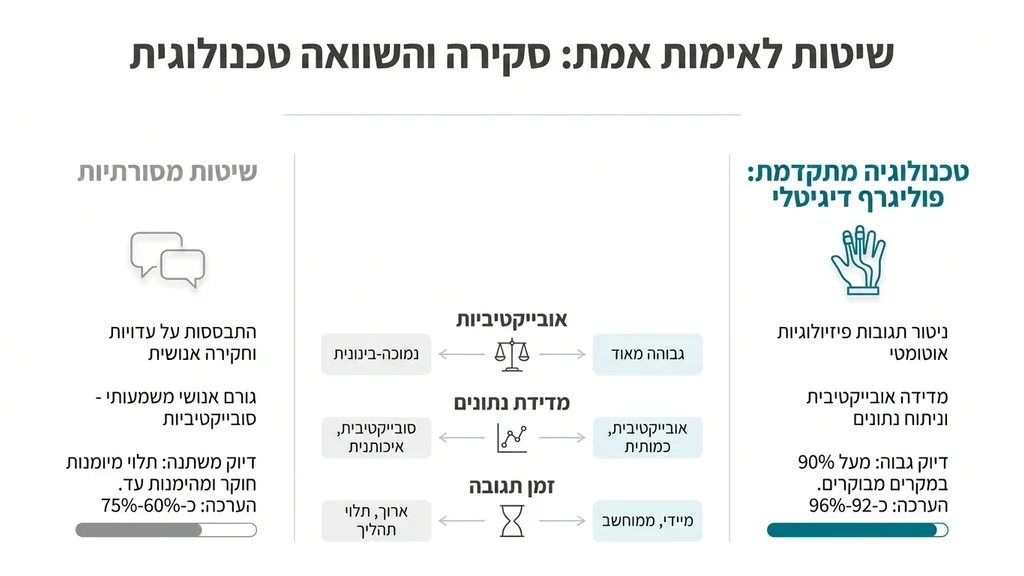 ציוד בדיקת פוליגרף ממוחשב ומתקדם במשרד מקצועי ודיסקרטי