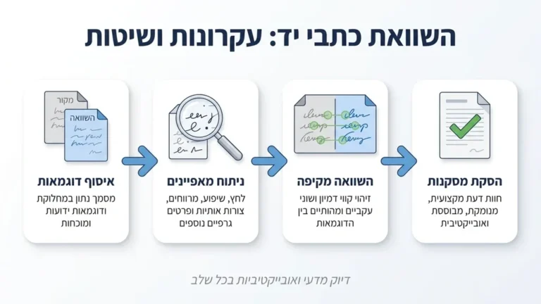 מומחה להשוואת כתבי יד בוחן מסמך באמצעות ציוד אופטי מתקדם