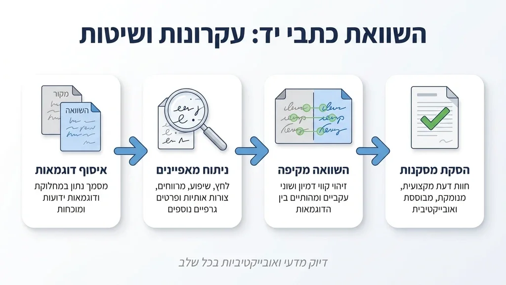 מומחה להשוואת כתבי יד בוחן מסמך באמצעות ציוד אופטי מתקדם